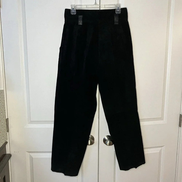 Vintage Sharp Fashions Genuine Leather Black Suede High Rise  Pants - Picture 4 of 6